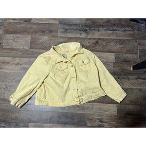 Vintage Live and Let Live Yellow Denim Jacket Womens Size 4 Casual Fall Spring